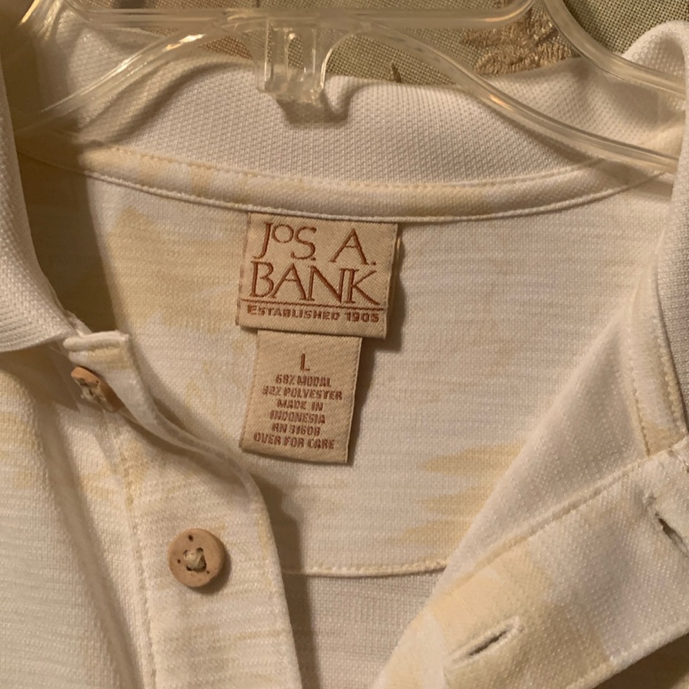 Joseph a bank tropical print light cream polo shirt